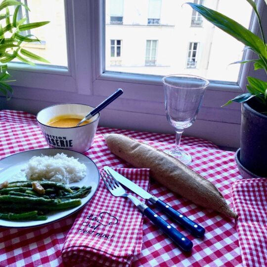 karierte Stoffservietten Bistro