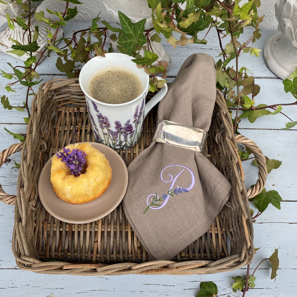 stoffserviette leinen lavendel monogramm wohnen und garten 2022