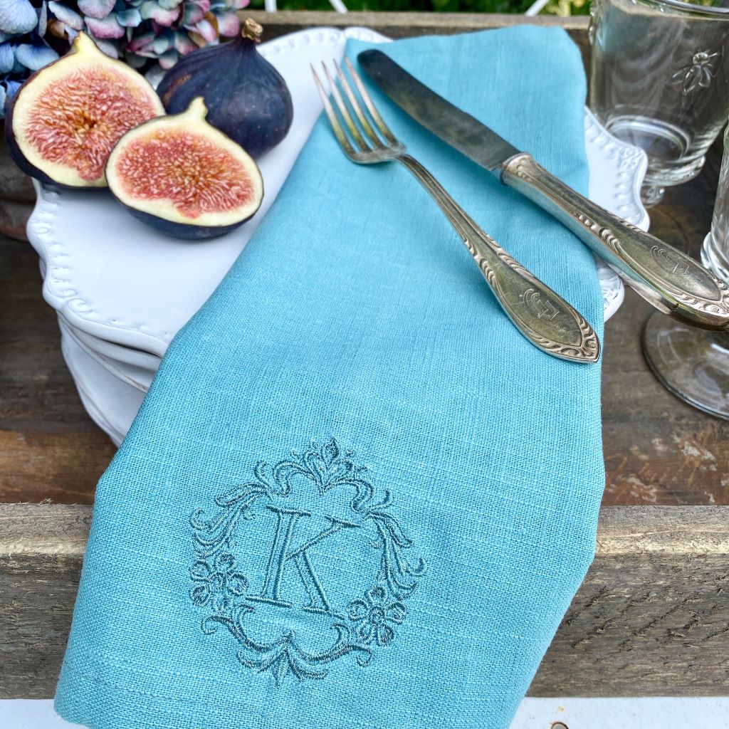 stoffserviettet leinen monogramm wohnen und garten