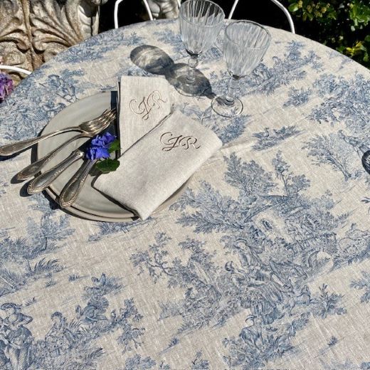 tiscchdecke toile de jouy französischer landhausstil leinen